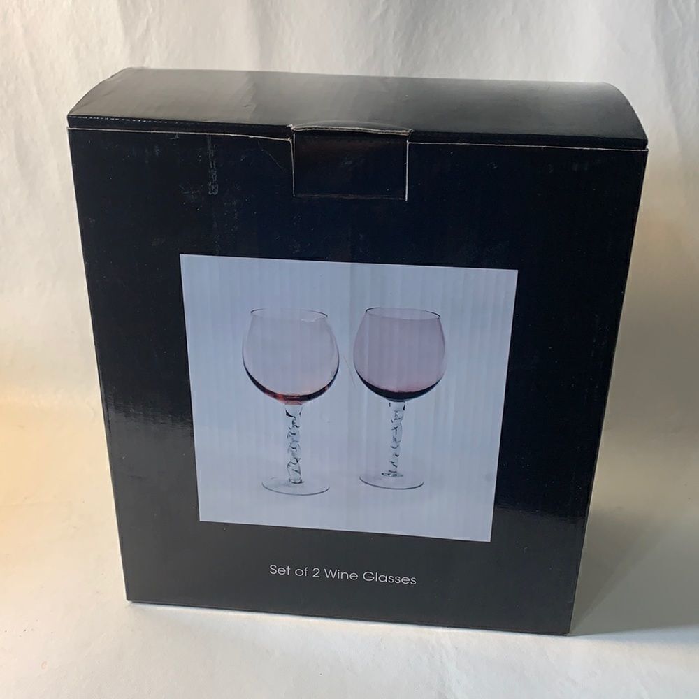 Set 2 Different Shades Of Pink Wine Glasses New
